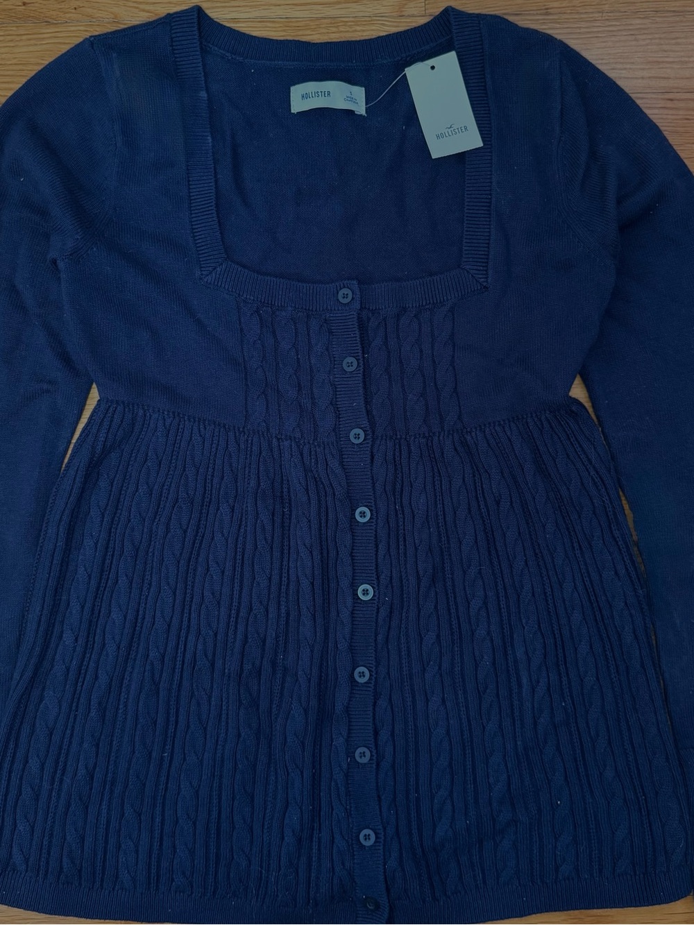 Hollister blue cable knit sweater